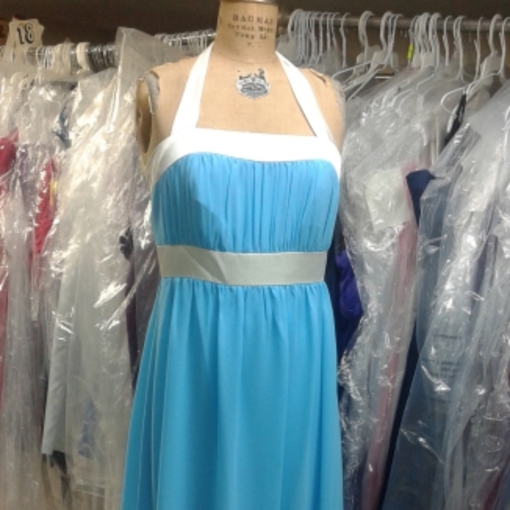 After Six 6566....Full length, Halter Dress......Turquoise...Size 8..NWT